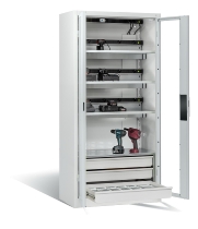 C+P Akkuladeschrank 8921-055E3 Serie 89 COMFORT Sichtfenstertüren 3x5 Ladeplätze ERGO-Lock 4.0 (HxBxT) 1950x930x500mm 7035/5010