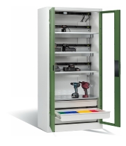 C+P Akkuladeschrank 8921-055E3 Serie 89 COMFORT Sichtfenstertüren 3x5 Ladeplätze ERGO-Lock 4.0 (HxBxT) 1950x930x500mm 7035/5010