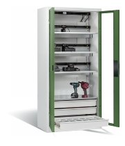 C+P Akkuladeschrank 8921-055E3 Serie 89 COMFORT Sichtfenstertüren 3x5 Ladeplätze ERGO-Lock 4.0 (HxBxT) 1950x930x500mm 7035/5010