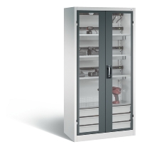 C+P Akkuladeschrank 8921-055E3 Serie 89 COMFORT Sichtfenstertüren 3x5 Ladeplätze ERGO-Lock 4.0 (HxBxT) 1950x930x500mm 7035/5010