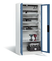 C+P Akkuladeschrank 8921-055E3 Serie 89 COMFORT Sichtfenstertüren 3x5 Ladeplätze ERGO-Lock 4.0 (HxBxT) 1950x930x500mm 7035/5010