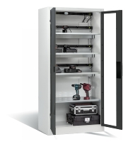 C+P Akkuladeschrank 8921-055E3 Serie 89 COMFORT Sichtfenstertüren 3x5 Ladeplätze ERGO-Lock 4.0 (HxBxT) 1950x930x500mm 7035/5010