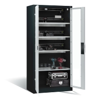 C+P Akkuladeschrank 8921-055E3 Serie 89 COMFORT Sichtfenstertüren 3x5 Ladeplätze ERGO-Lock 4.0 (HxBxT) 1950x930x500mm 7035/5010