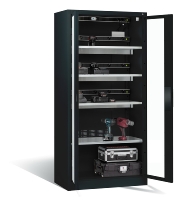 C+P Akkuladeschrank 8921-055E3 Serie 89 COMFORT Sichtfenstertüren 3x5 Ladeplätze ERGO-Lock 4.0 (HxBxT) 1950x930x500mm 7035/5010