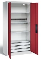 C+P Akkuladeschrank 8921-05E1 Serie 89 BASIC Stahltüren 5 Ladeplätze ERGO-Lock 4.0 (HxBxT) 1950x930x500mm 7035/7035