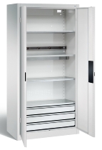 C+P Akkuladeschrank 8921-05E1 Serie 89 BASIC Stahltüren 5 Ladeplätze ERGO-Lock 4.0 (HxBxT) 1950x930x500mm 7035/7035