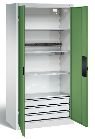 C+P Akkuladeschrank 8921-05E1 Serie 89 BASIC Stahltüren 5 Ladeplätze ERGO-Lock 4.0 (HxBxT) 1950x930x500mm 7035/7035