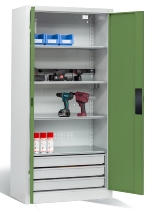 C+P Akkuladeschrank 8921-05E1 Serie 89 BASIC Stahltüren 5 Ladeplätze ERGO-Lock 4.0 (HxBxT) 1950x930x500mm 7035/7035
