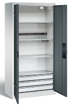C+P Akkuladeschrank 8921-05E1 Serie 89 BASIC Stahltüren 5 Ladeplätze ERGO-Lock 4.0 (HxBxT) 1950x930x500mm 7035/7035
