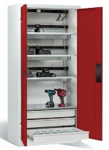 C+P Akkuladeschrank 8921-05E3 Serie 89 COMFORT Stahltüren 3x5 Ladeplätze ERGO-Lock 4.0 (HxBxT) 1950x930x500mm 7035/5010