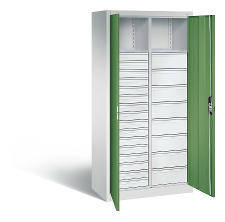 CP Werkzeugschrank Acurado 8921-303 oben 2 Ablagefächer/24 Schübe li/re Ergo-Lock Zylinder (HxBxT) 1950x930x500mm 7035/7016
