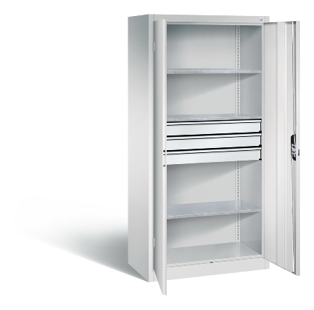 C+P Großraum-Werkzeugschrank 8922-5030 Acurado 3 Schubladen mittig Ergo-Lock Zylinder (HxBxT) 1950x930x600mm 7035/5023