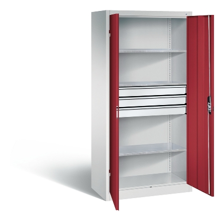 C+P Großraum-Werkzeugschrank 8922-5030 Acurado 3 Schubladen mittig Ergo-Lock Zylinder (HxBxT) 1950x930x600mm 7035/5023