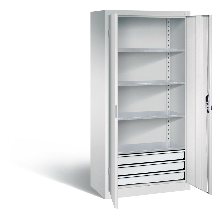 C+P Großraum-Werkzeugschrank 8922-5030 Acurado 3 Schubladen mittig Ergo-Lock Zylinder (HxBxT) 1950x930x600mm 7035/5023