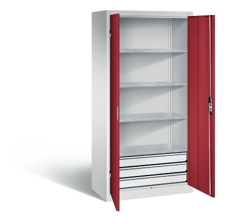 C+P Großraum-Werkzeugschrank 8922-5030 Acurado 3 Schubladen mittig Ergo-Lock Zylinder (HxBxT) 1950x930x600mm 7035/5023