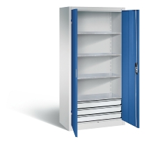 C+P Großraum-Werkzeugschrank 8922-5030 Acurado 3 Schubladen mittig Ergo-Lock Zylinder (HxBxT) 1950x930x600mm 7035/5023