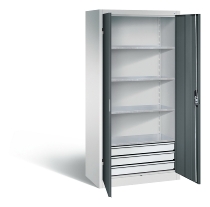 C+P Großraum-Werkzeugschrank 8922-5030 Acurado 3 Schubladen mittig Ergo-Lock Zylinder (HxBxT) 1950x930x600mm 7035/5023