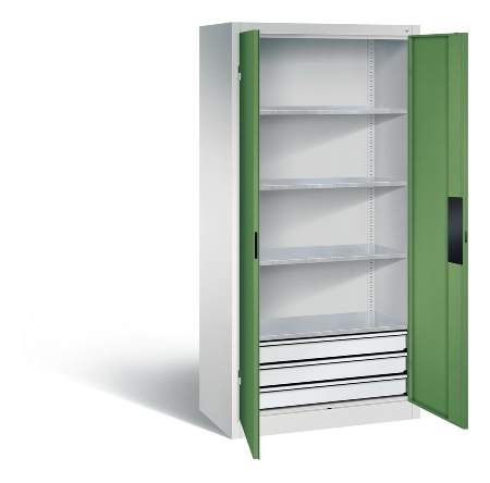 C+P Schwerlast-Werkzeugschrank 8932-523 Acurado 3 Schübe unten ERGO-Lock 4.0 (HxBxT) 1950x1200x600mm 7035/6011