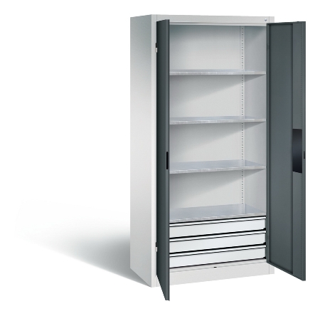 C+P Schwerlast-Werkzeugschrank 8932-523 Acurado 3 Schübe unten ERGO-Lock 4.0 (HxBxT) 1950x1200x600mm 7035/6011