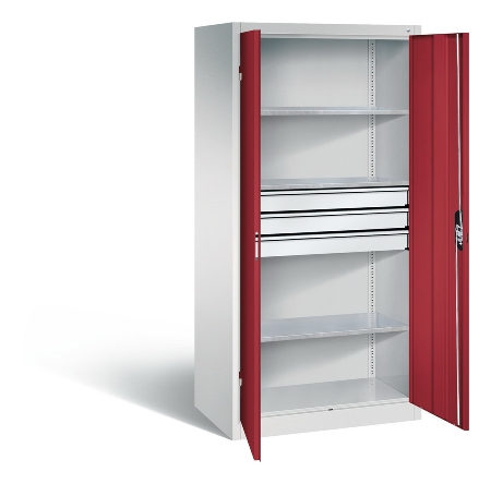 C+P Großraum-Werkzeugschrank 8922-5030 Acurado 3 Schubladen mittig Ergo-Lock Zylinder (HxBxT) 1950x930x600mm 7035/5023