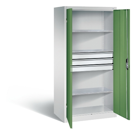 C+P Großraum-Werkzeugschrank 8922-5030 Acurado 3 Schubladen mittig Ergo-Lock Zylinder (HxBxT) 1950x930x600mm 7035/5023