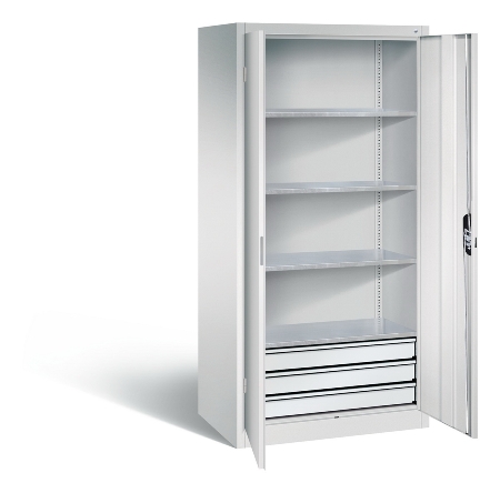 C+P Großraum-Werkzeugschrank 8922-5030 Acurado 3 Schubladen mittig Ergo-Lock Zylinder (HxBxT) 1950x930x600mm 7035/5023