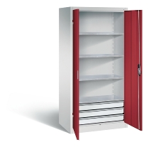 C+P Großraum-Werkzeugschrank 8922-5030 Acurado 3 Schubladen mittig Ergo-Lock Zylinder (HxBxT) 1950x930x600mm 7035/5023