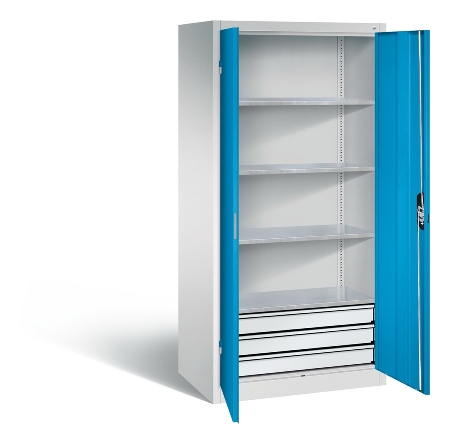 C+P Großraum-Werkzeugschrank 8922-5030 Acurado 3 Schubladen mittig Ergo-Lock Zylinder (HxBxT) 1950x930x600mm 7035/5023