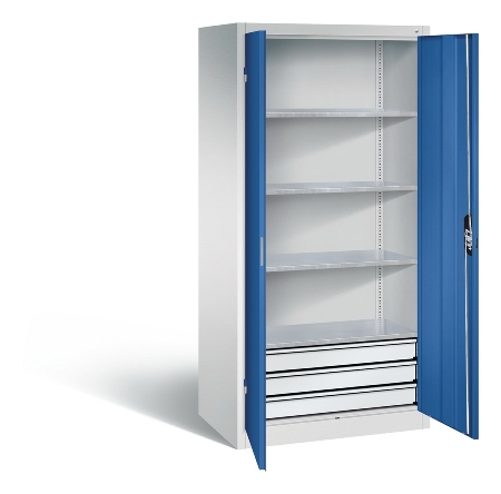 C+P Großraum-Werkzeugschrank 8922-5030 Acurado 3 Schubladen mittig Ergo-Lock Zylinder (HxBxT) 1950x930x600mm 7035/5023