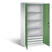 C+P Großraum-Werkzeugschrank 8922-5030 Acurado 3 Schubladen mittig Ergo-Lock Zylinder (HxBxT) 1950x930x600mm 7035/5023