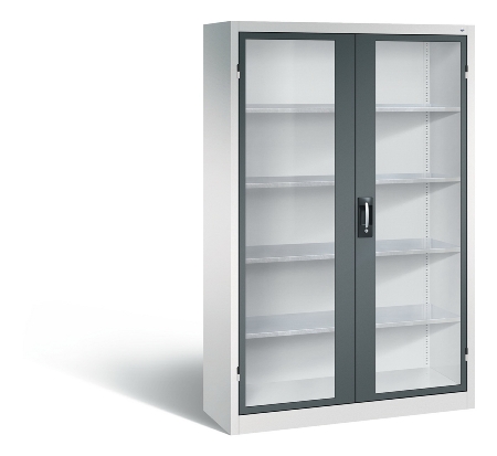 C+P Werkzeugschrank 8931-055 Acurado 4 Einlegeböden Sichtfenster Ergo-Lock Zylinder (HxBxT) 1950x1200x500mm 7035/7035