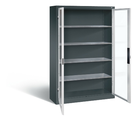 C+P Werkzeugschrank 8931-055 Acurado 4 Einlegeböden Sichtfenster Ergo-Lock Zylinder (HxBxT) 1950x1200x500mm 7035/7035