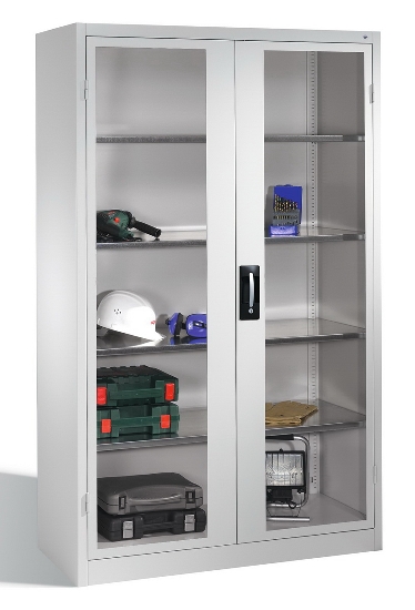 C+P Werkzeugschrank 8931-055 Acurado 4 Einlegeböden Sichtfenster Ergo-Lock Zylinder (HxBxT) 1950x1200x500mm 7035/7035