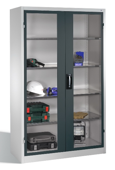 C+P Werkzeugschrank 8931-055 Acurado 4 Einlegeböden Sichtfenster Ergo-Lock Zylinder (HxBxT) 1950x1200x500mm 7035/7035