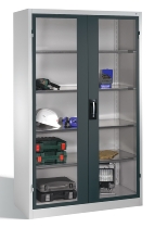 C+P Werkzeugschrank 8931-055 Acurado 4 Einlegeböden Sichtfenster Ergo-Lock Zylinder (HxBxT) 1950x1200x500mm 7035/7035