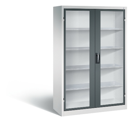C+P Werkzeugschrank 8931-055 Acurado 4 Einlegeböden Sichtfenster Ergo-Lock Zylinder (HxBxT) 1950x1200x500mm 7035/7035
