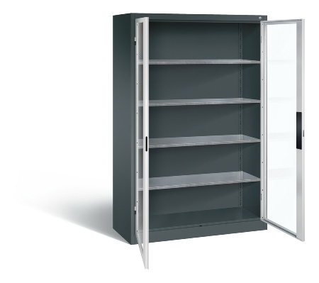 C+P Werkzeugschrank 8931-055 Acurado 4 Einlegeböden Sichtfenster Ergo-Lock Zylinder (HxBxT) 1950x1200x500mm 7035/7035