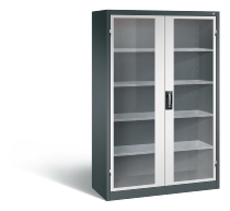 C+P Werkzeugschrank 8931-055 Acurado 4 Einlegeböden Sichtfenster Ergo-Lock Zylinder (HxBxT) 1950x1200x500mm 7035/7035