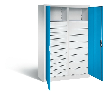 CP Werkzeugschrank Acurado 8921-303 oben 2 Ablagefächer/24 Schübe li/re Ergo-Lock Zylinder (HxBxT) 1950x930x500mm 7035/7016
