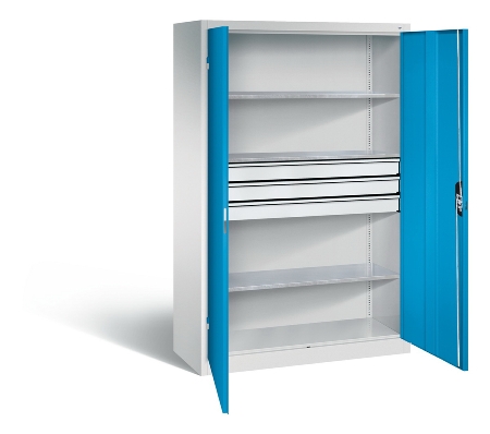 C+P Großraum-Werkzeugschrank 8922-5030 Acurado 3 Schubladen mittig Ergo-Lock Zylinder (HxBxT) 1950x930x600mm 7035/5023