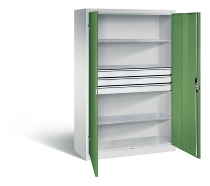 C+P Großraum-Werkzeugschrank 8931-5030 Acurado 3 Schubladen mittig Ergo-Lock Zylinder (HxBxT) 1950x1200x500mm 7035/6011