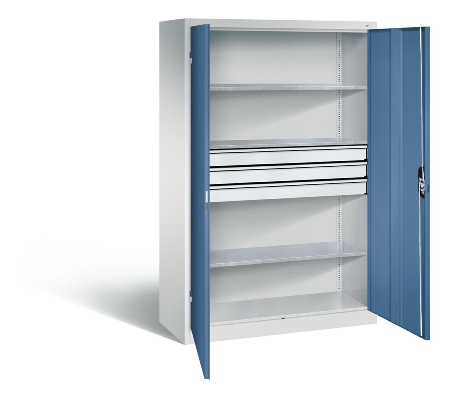 C+P Großraum-Werkzeugschrank 8922-5030 Acurado 3 Schubladen mittig Ergo-Lock Zylinder (HxBxT) 1950x930x600mm 7035/5023