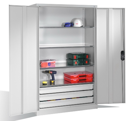 C+P Großraum-Werkzeugschrank 8922-5030 Acurado 3 Schubladen mittig Ergo-Lock Zylinder (HxBxT) 1950x930x600mm 7035/5023