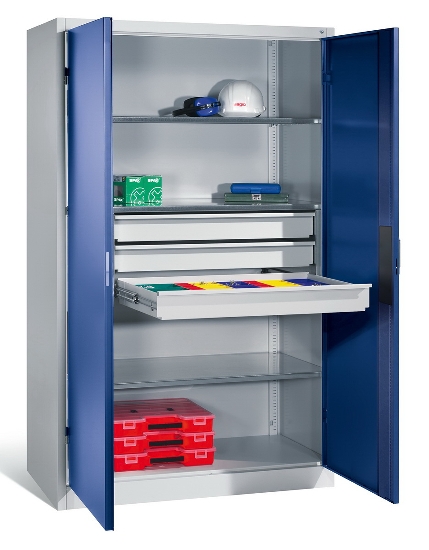 C+P Schwerlast-Werkzeugschrank 8932-523 Acurado 3 Schübe unten ERGO-Lock 4.0 (HxBxT) 1950x1200x600mm 7035/6011