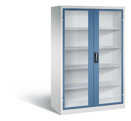 C+P Werkzeugschrank 8931-055 Acurado 4 Einlegeböden Sichtfenster Ergo-Lock Zylinder (HxBxT) 1950x1200x500mm 7035/7035