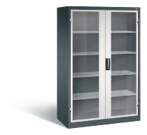 C+P Werkzeugschrank 8931-055 Acurado 4 Einlegeböden Sichtfenster Ergo-Lock Zylinder (HxBxT) 1950x1200x500mm 7035/7035