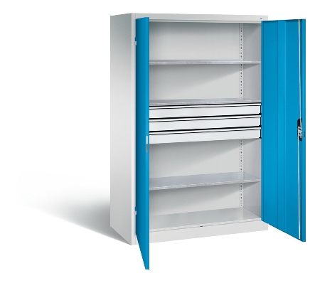 C+P Großraum-Werkzeugschrank 8922-5030 Acurado 3 Schubladen mittig Ergo-Lock Zylinder (HxBxT) 1950x930x600mm 7035/5023