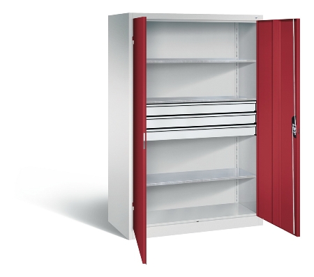 C+P Großraum-Werkzeugschrank 8922-5030 Acurado 3 Schubladen mittig Ergo-Lock Zylinder (HxBxT) 1950x930x600mm 7035/5023