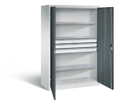 C+P Großraum-Werkzeugschrank 8922-5030 Acurado 3 Schubladen mittig Ergo-Lock Zylinder (HxBxT) 1950x930x600mm 7035/5023