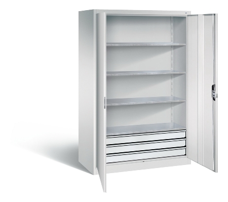 C+P Großraum-Werkzeugschrank 8922-5030 Acurado 3 Schubladen mittig Ergo-Lock Zylinder (HxBxT) 1950x930x600mm 7035/5023